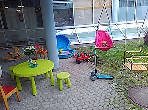 Garten in der Kinderbetreuung in der Studentensiedlung am Seepark
